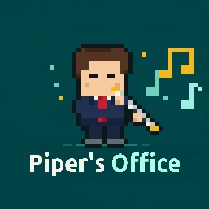 Logo do Piper's Office: o Richard em pixel art tocando flauta